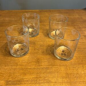 Disney Mickey Mouse Set of 4 Clear Patterned Etched Drinking Glasses